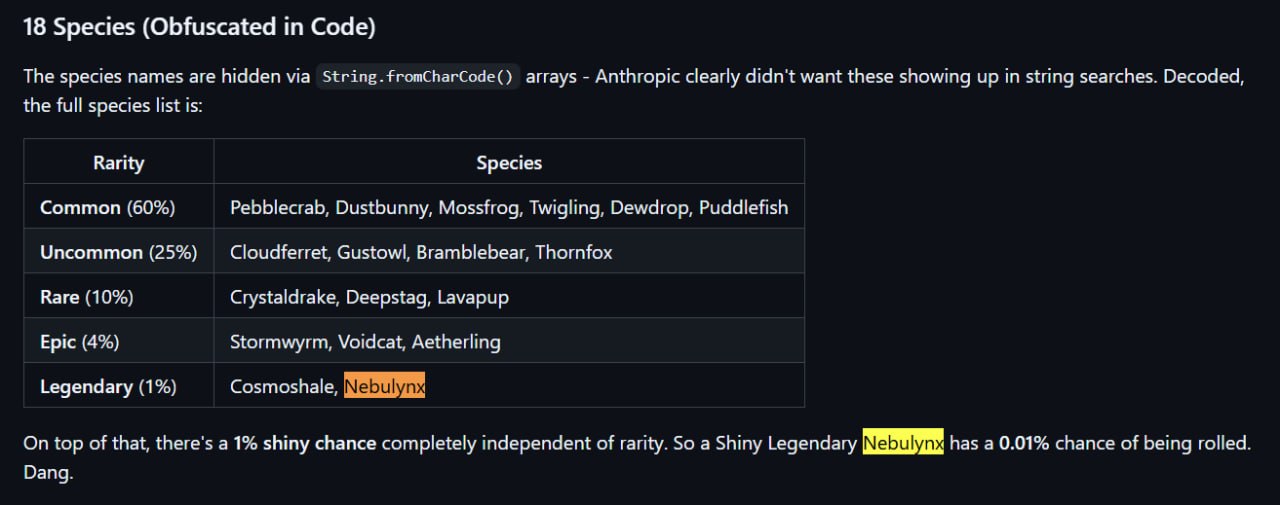Shiny Legendary Nebulynx ASCII art from leaked GitHub